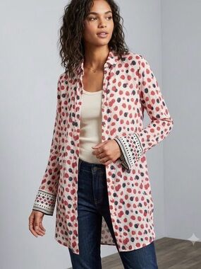 J Crew Lightweight Sheer Button-Front Blouse in Red & Black berry Print S